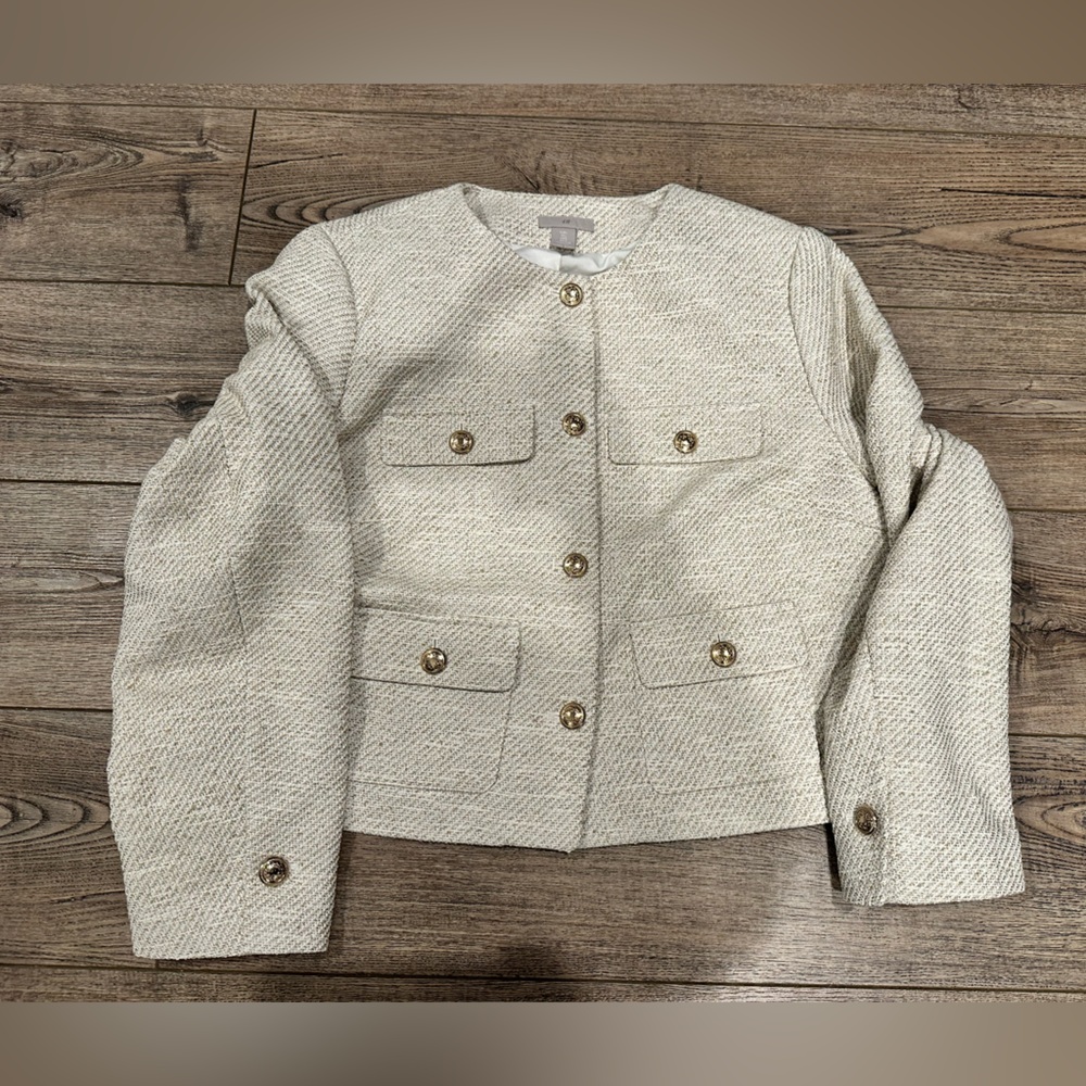 H&M Cream Blazer with Gold Buttons Large